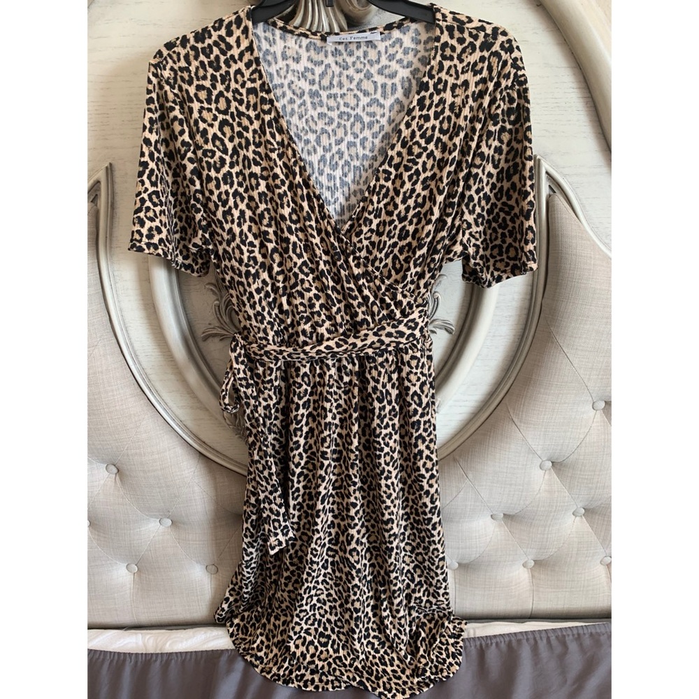 Leopard wrap around dress